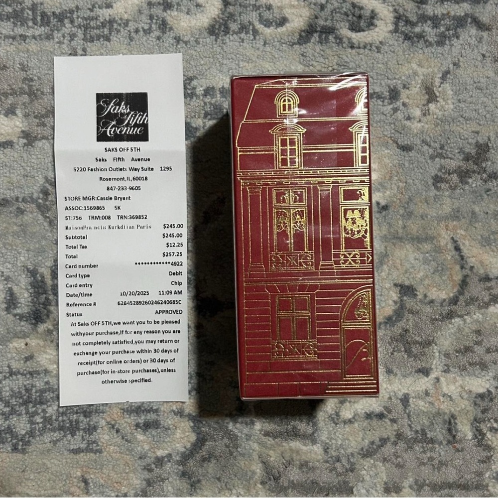 Maison Francis Kurkdjian Baccarat Rouge 540 Box in Deep Red with Gold Foil - Picture 2 of 3